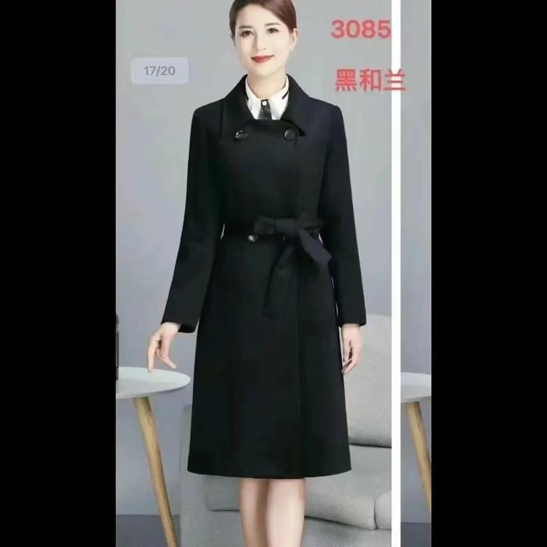 一衣三穿职业修身双面呢大衣中长款秋冬西装领显瘦外套女
