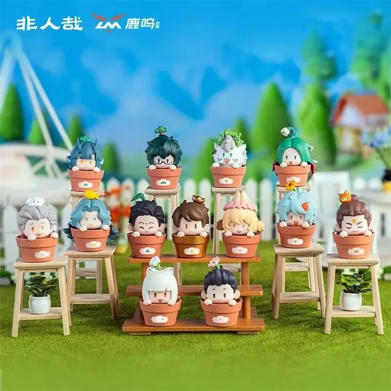 鹿鸣联名欢乐花圃系列呦呦豆迷你动漫手办摆件