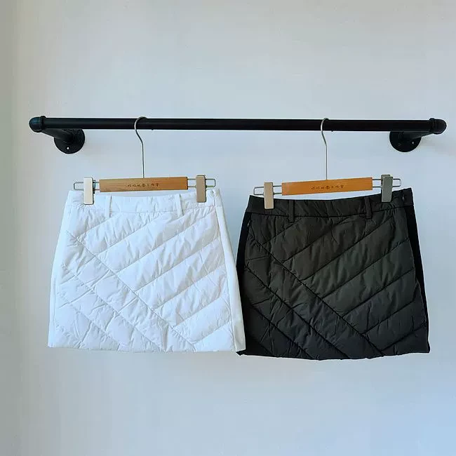 日单高尔夫女士绒短裙绗缝保暖拼接显瘦golf短裙