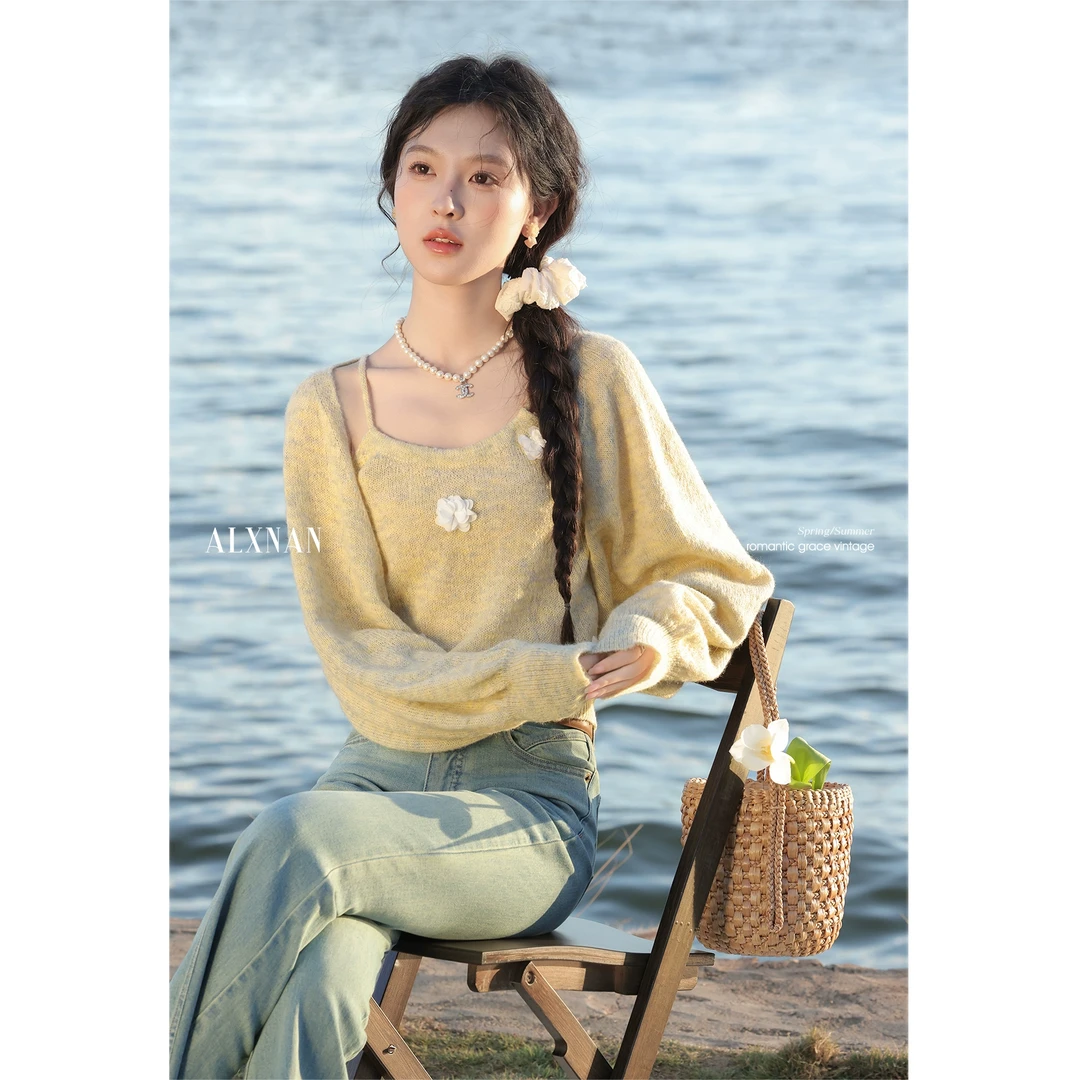 【粉丝福利】鹿向南「暖云天」毛针织套装女2025年春季新款L526100