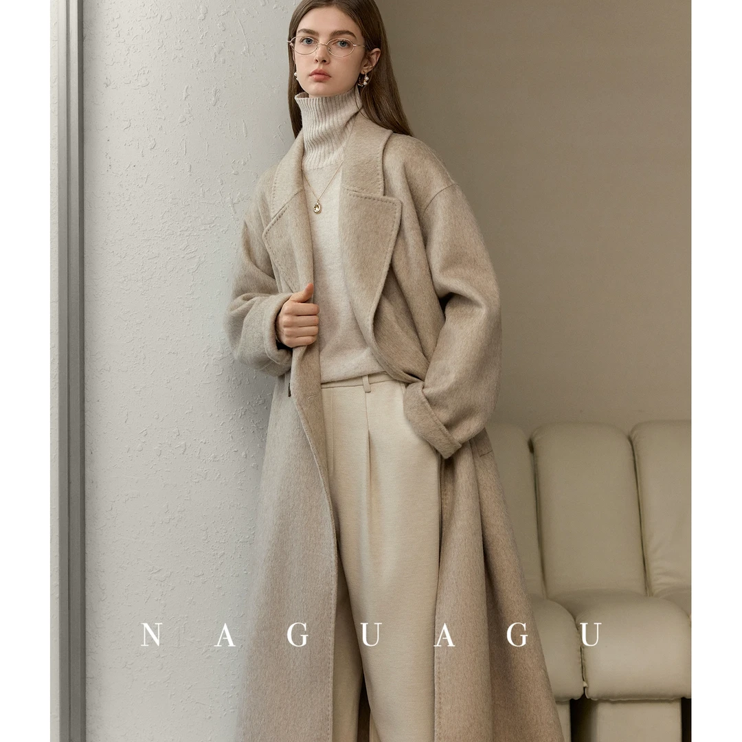 直播开【艾米丽大衣】羊绒羊毛混纺 翻驳领全手工双面呢外套