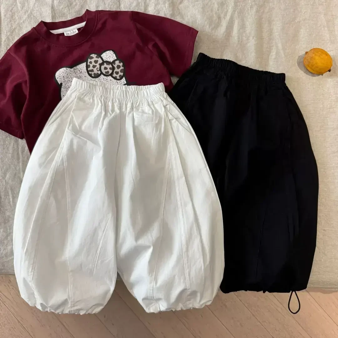 高品质水洗棉抽束脚裤夏季防蚊裤儿童韩版休闲绳宝宝百搭阔腿