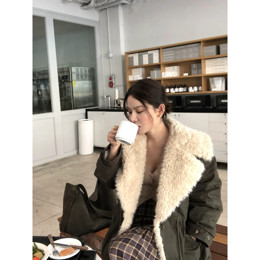 WXLSTUDIO   时髦巴恩风 复古翻领90白鸭绒工装派克服