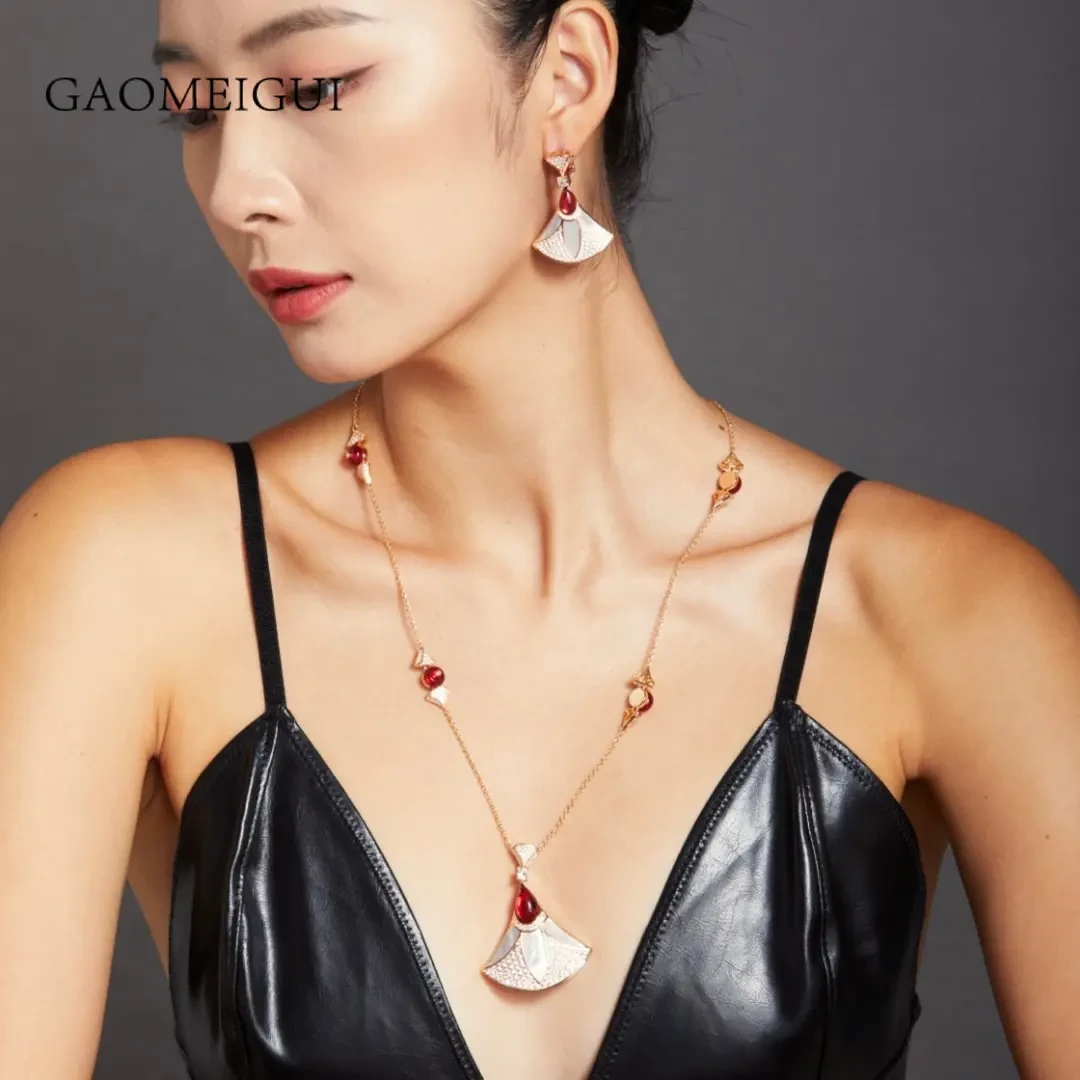 合金合成锆石项链 项链 GAOMEIGUI品牌 海外款 高定高奢裙子项链