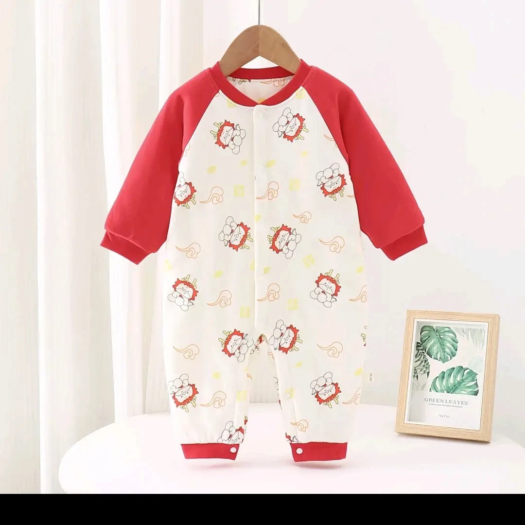 两件组合150克棉花纯棉加厚保暖长袖无骨连体衣哈衣