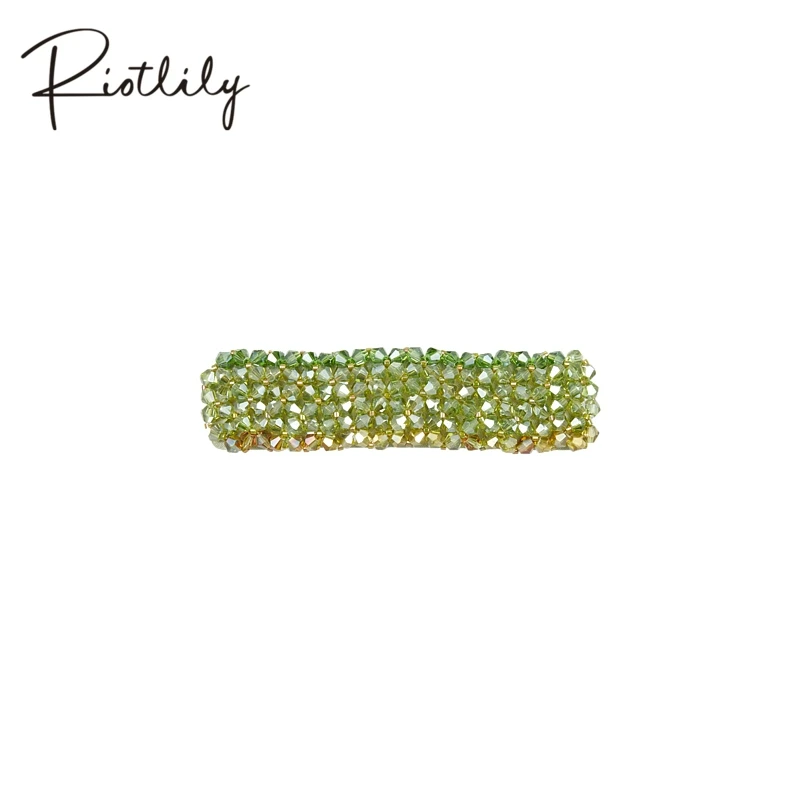 RiotLILY/艾特里里系列发夹简约时尚设计款绿水晶横夹女