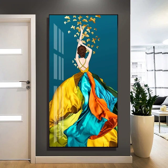 现代简约人物美女玄关装饰画入户走廊挂画美容院酒店抽象晶瓷画