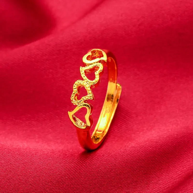 【新年福利】精美时尚心连心爱心戒指轻奢气质可调节