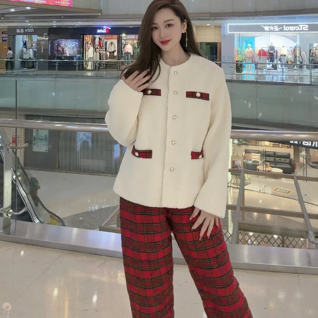 冬季新款家居服套装小香风高端时髦睡衣保暖套装