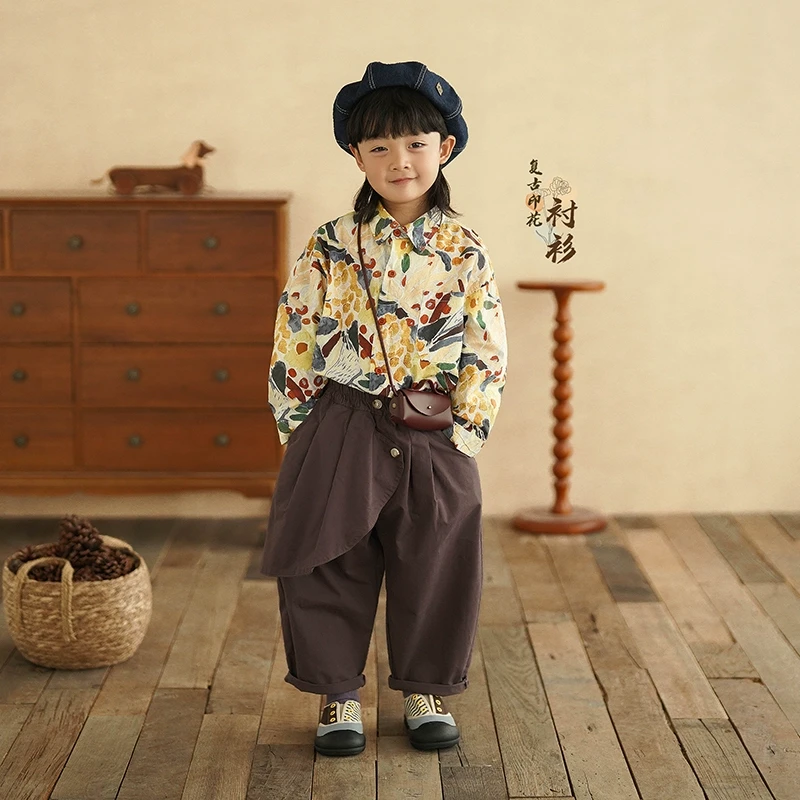 砚台家韩系儿童涂鸦衬衫2025春季新款男宝宝内搭上衣男童纯棉衬衣
