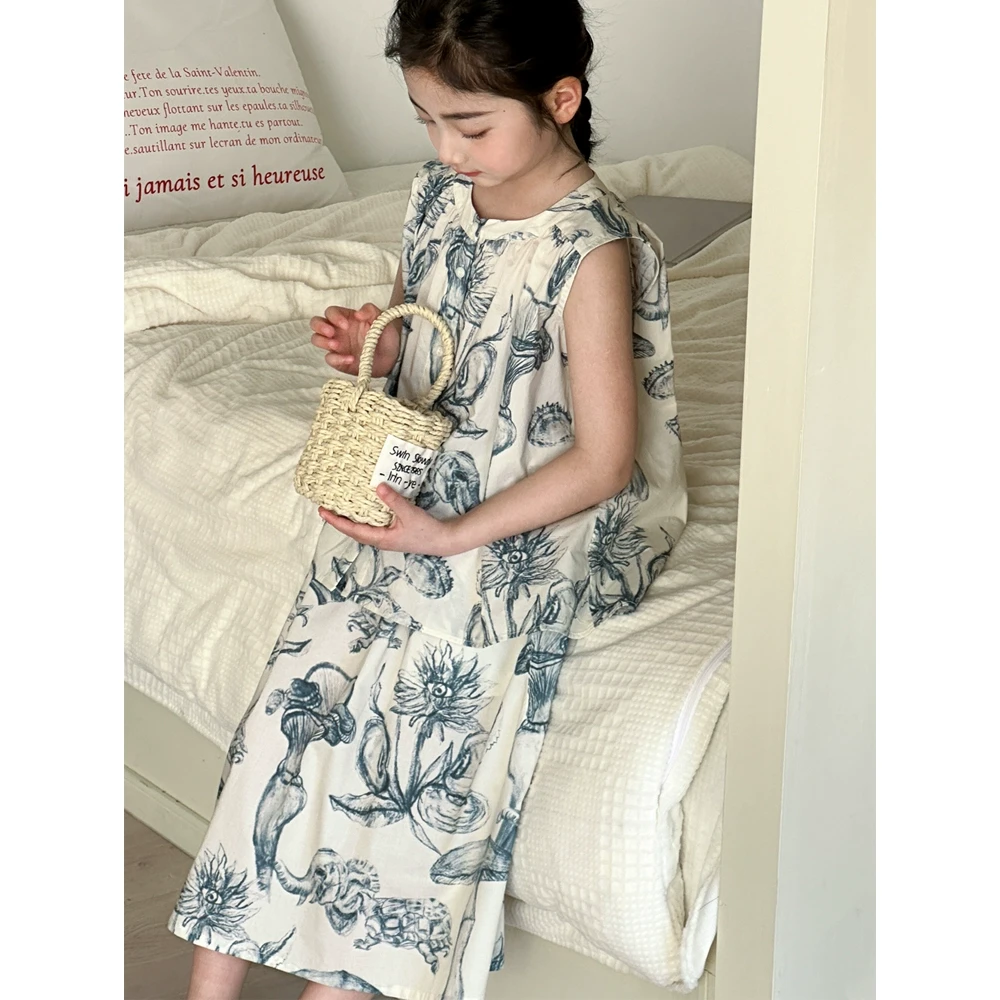 女童夏装背心套装2025新款洋气中大儿童夏季度假风裙子两件套