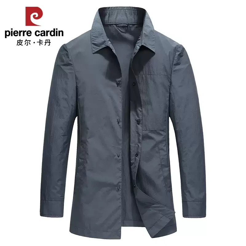 皮尔卡丹衬衫式薄款夹克男外套2025春夏款翻领单层休闲防晒服茄克