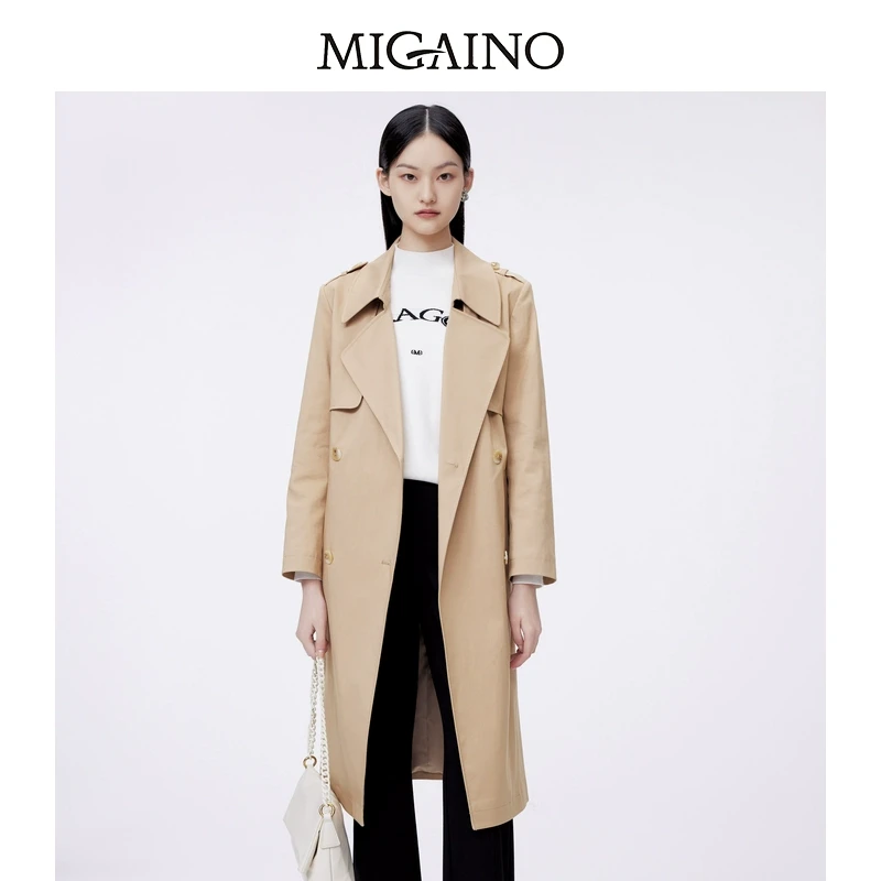 【曼娅奴】风衣女早春新款中长款英伦风外套MO12HB004