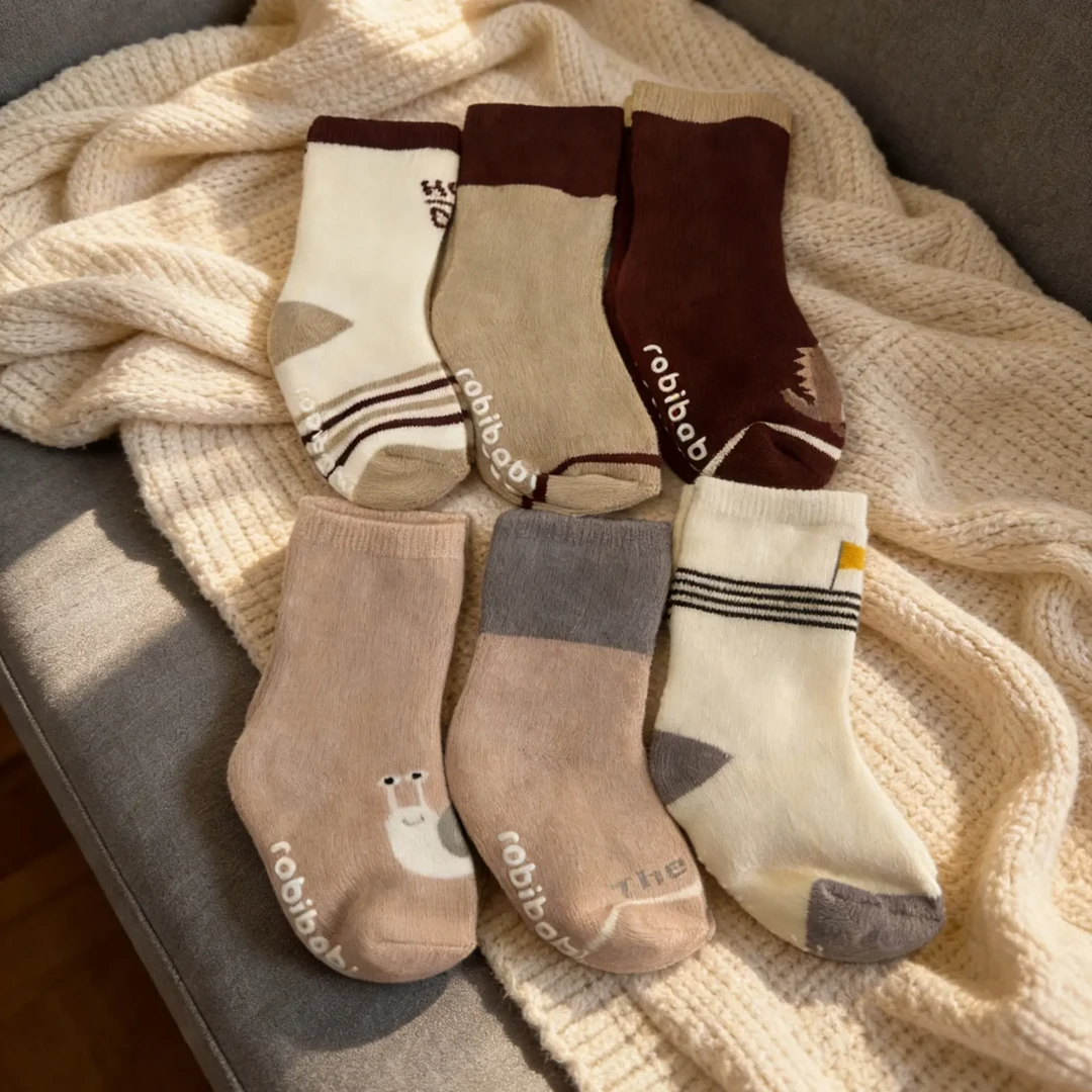秋冬新款加厚毛圈可爱风儿童中筒袜