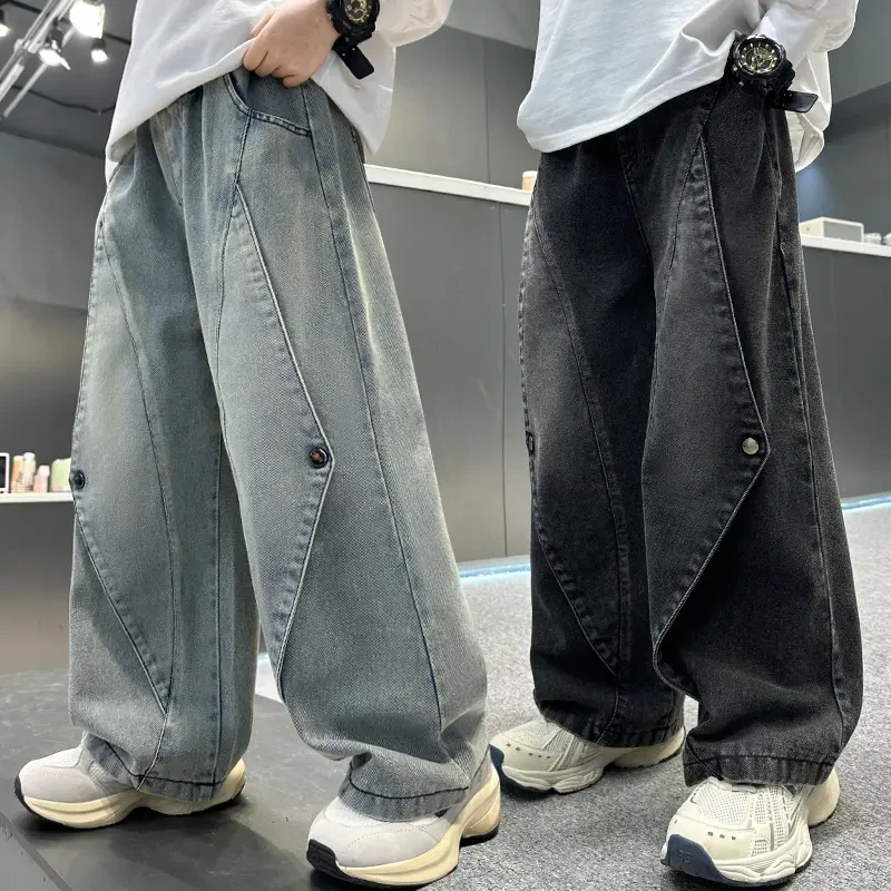 男童牛仔裤子春秋款2025新款儿童装男孩春季休闲中大童长裤春装潮