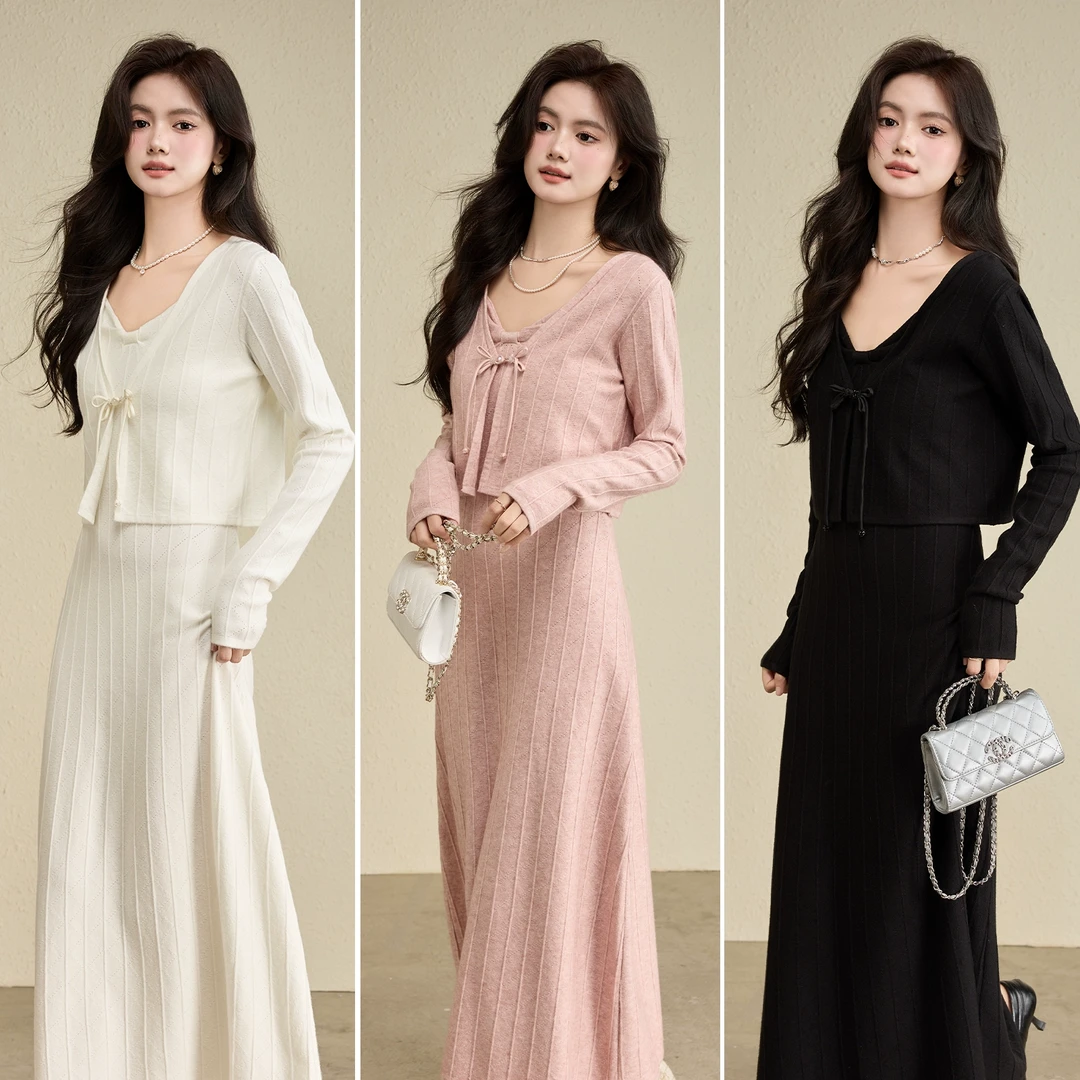 宿本【奶油甜心】套装2024年秋季针织开衫吊带裙1431391XM