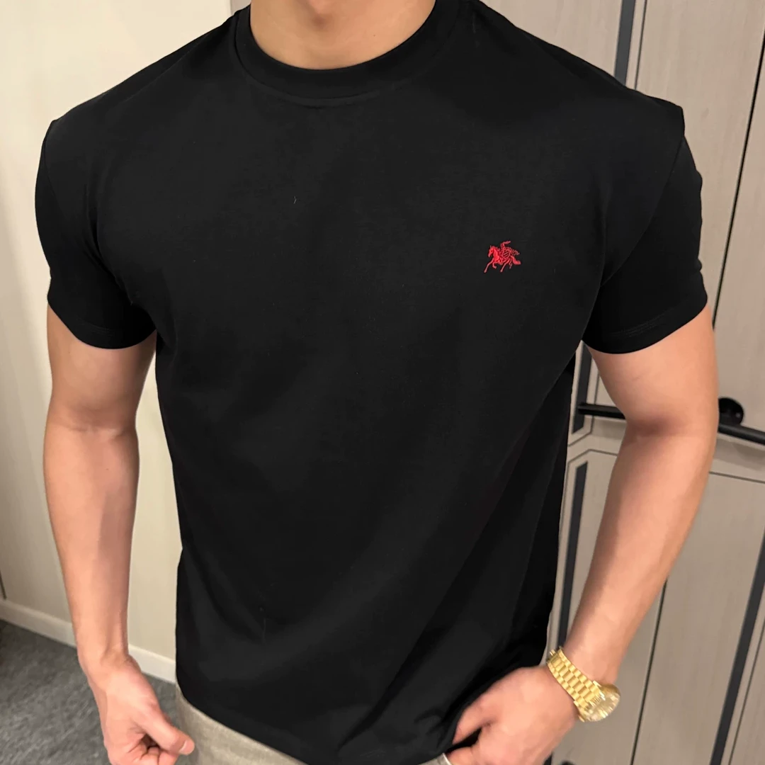 美式小马刺绣短袖三本针索罗娜凉感透气T恤圆领户外休闲上衣