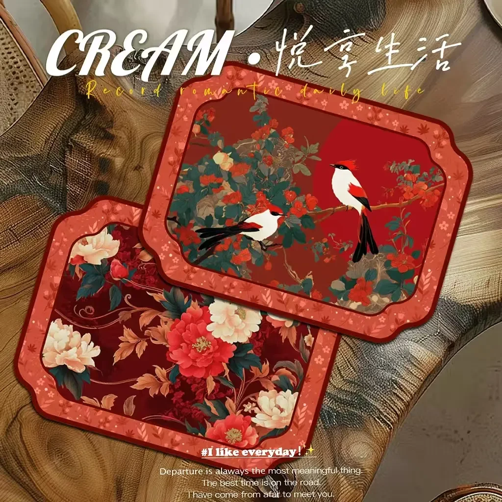 【买一赠一】春节新款福满枝头30*40硅藻泥垫子两只装美式餐桌垫子