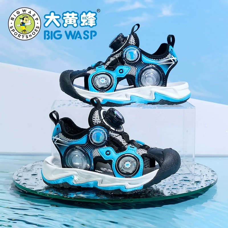 大黄蜂男童凉鞋2024新款包头凉鞋夏款儿童鞋子男孩休闲沙滩儿童鞋