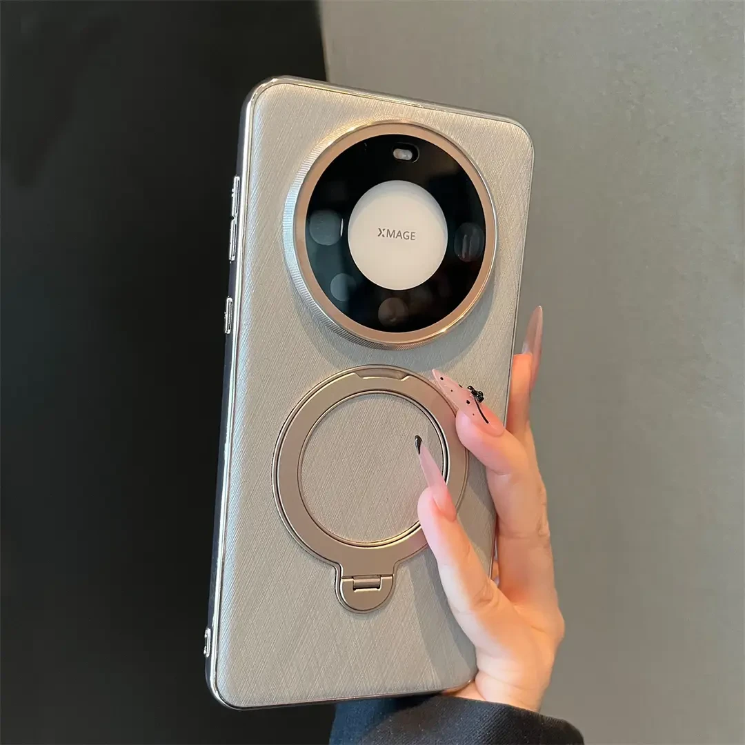 金丝银锦360°旋转支架适用华为mate60pro手机壳高档mate70优享版