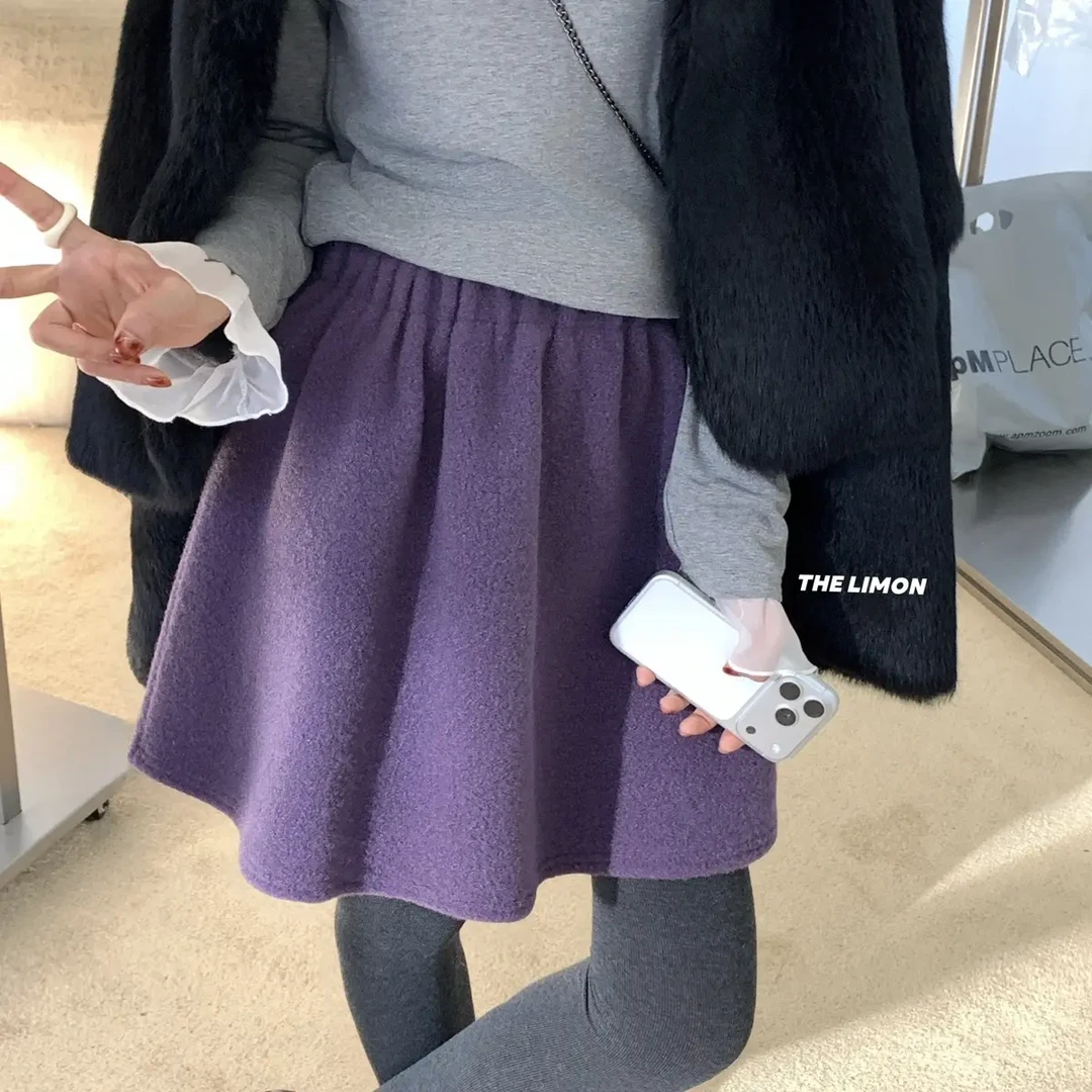 韩版高腰毛呢花苞半身裙秋冬显瘦遮胯加厚保暖百搭A字短裙女