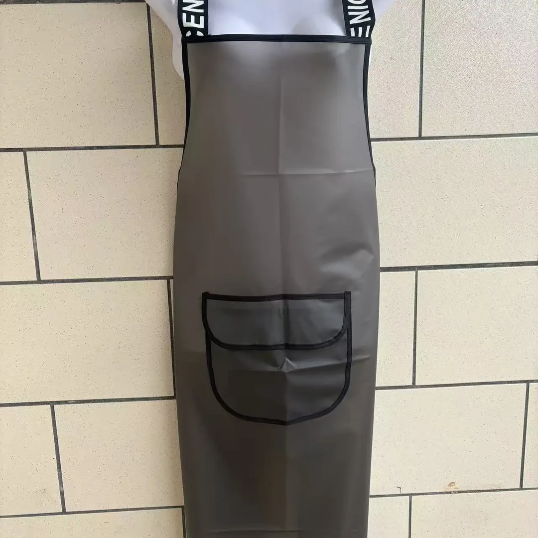 TPU防水防油长袖围裙厨房做饭加长免洗水产餐饮透明工作服围腰