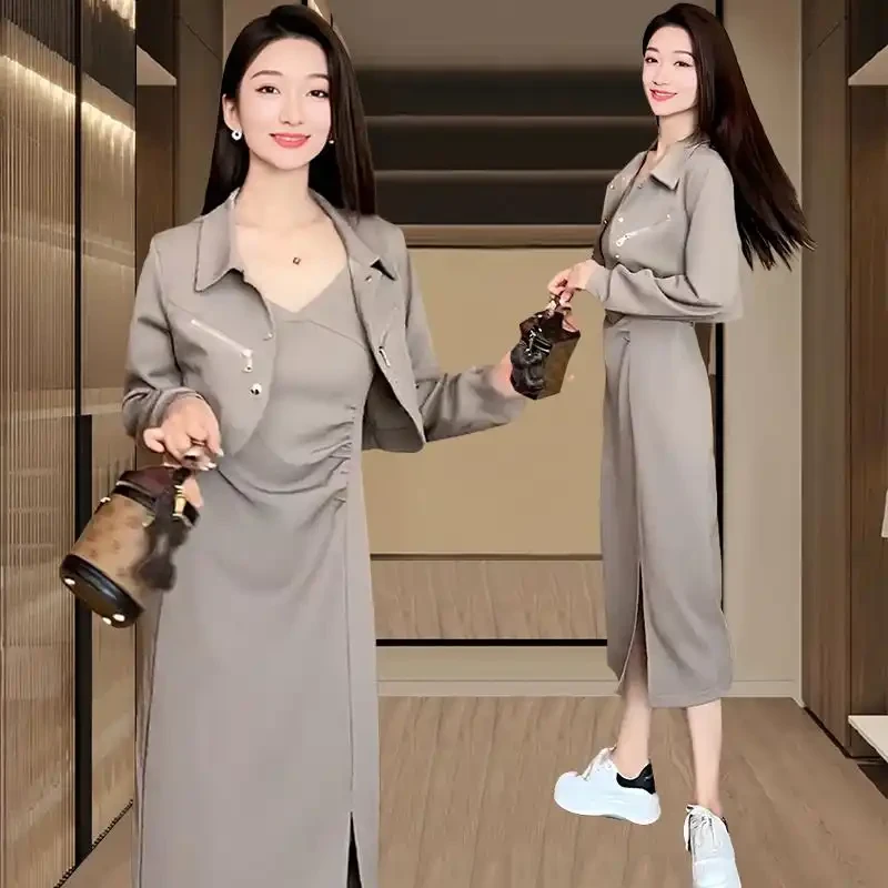 今年流行吊带连衣裙女士2025春季新款爆款炸街小个子设计感两件套