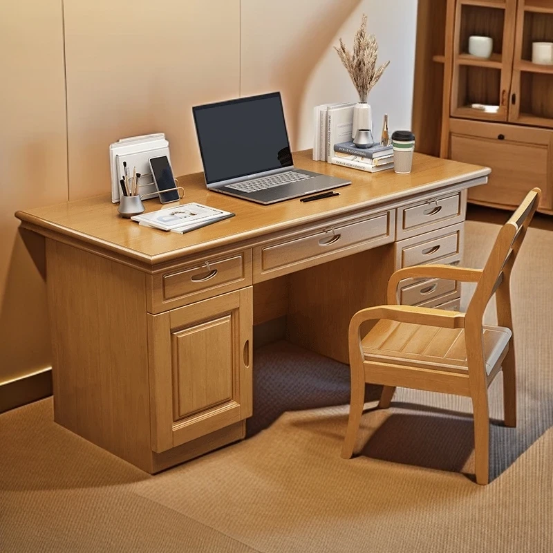 新中式实木办公桌书桌椅台式电脑桌小户型家用写字台桌子办公室
