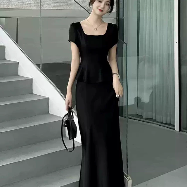 今年流行漂亮套装裙2025新款女装夏季气质短袖上衣+半身裙两件套