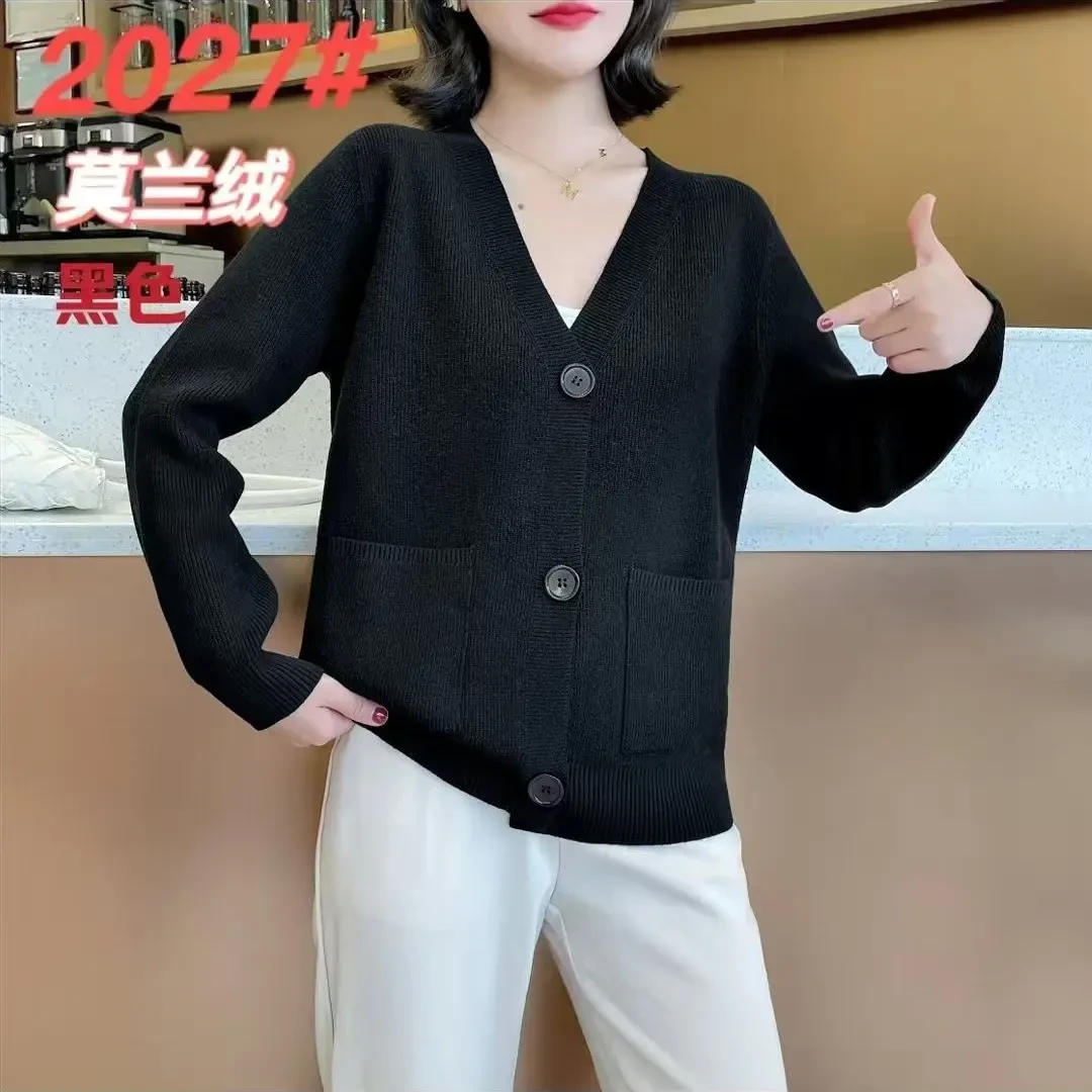 开衫款不起球针织女常规款衬衫袖长袖宽松型毛针织衫