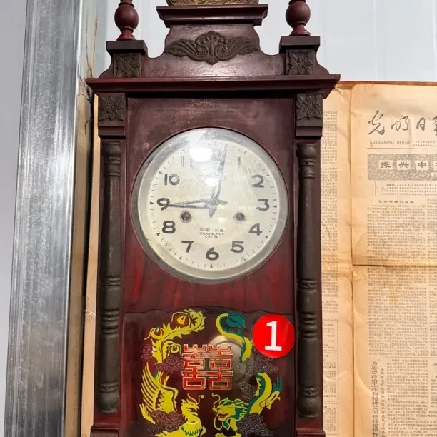 老式机械上弦马头座钟摆件客厅走时打点正常适合家用收藏复古