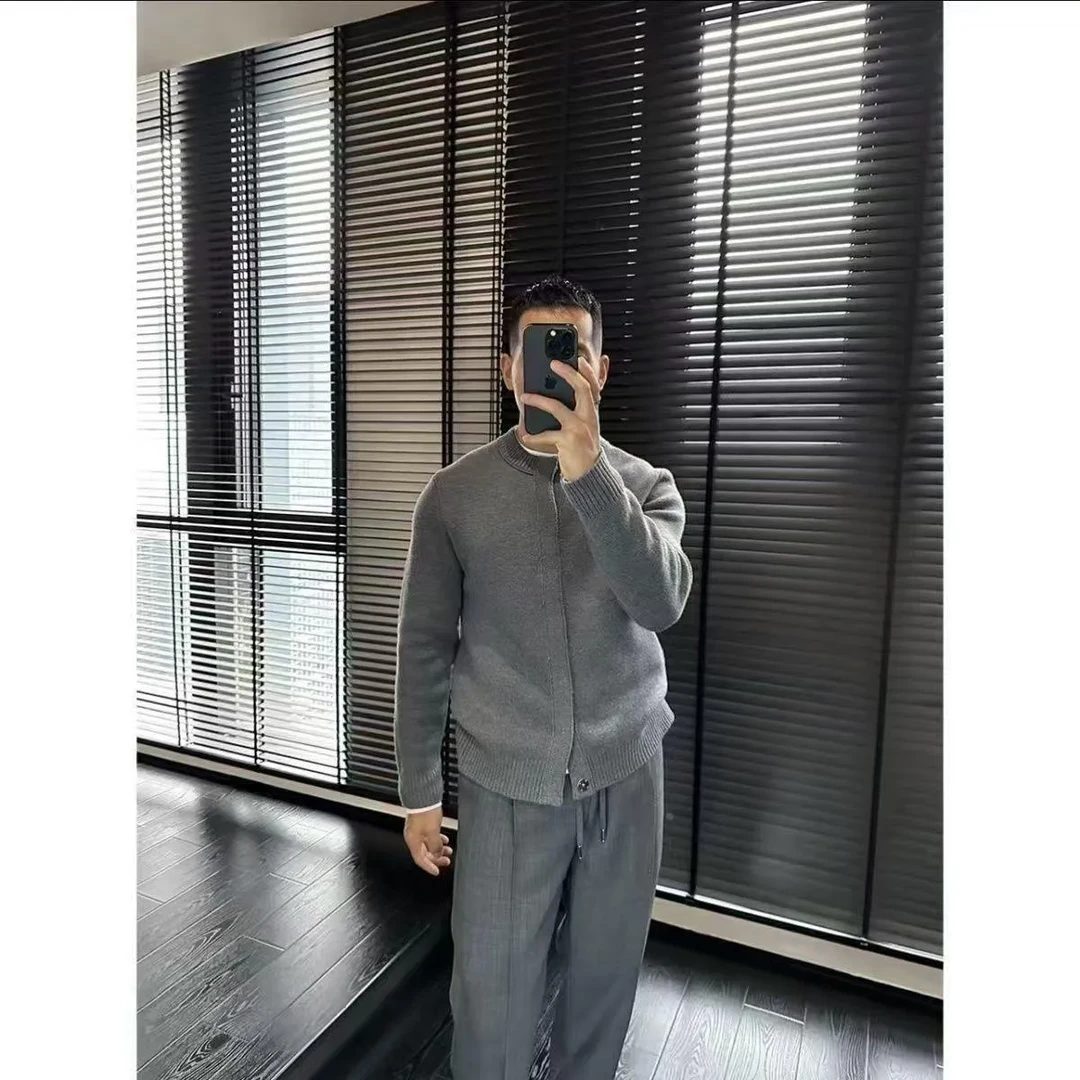 春秋季新款男士针织开衫外套时尚潮流百搭休闲帅气圆领长袖毛衣潮