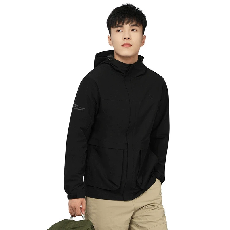 HUMTTO/悍途2025春夏男士户外运动休闲连帽防风防泼水外套18L600