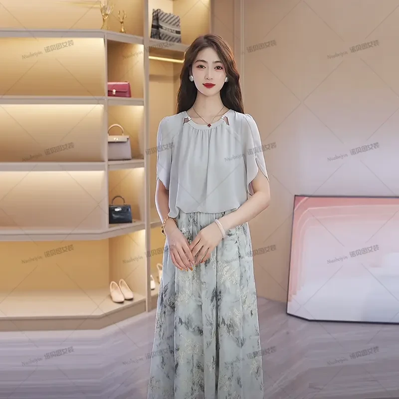 nuobeiyin/诺贝因夏季收腰显瘦假两件印花拼接连衣裙  NTS682752