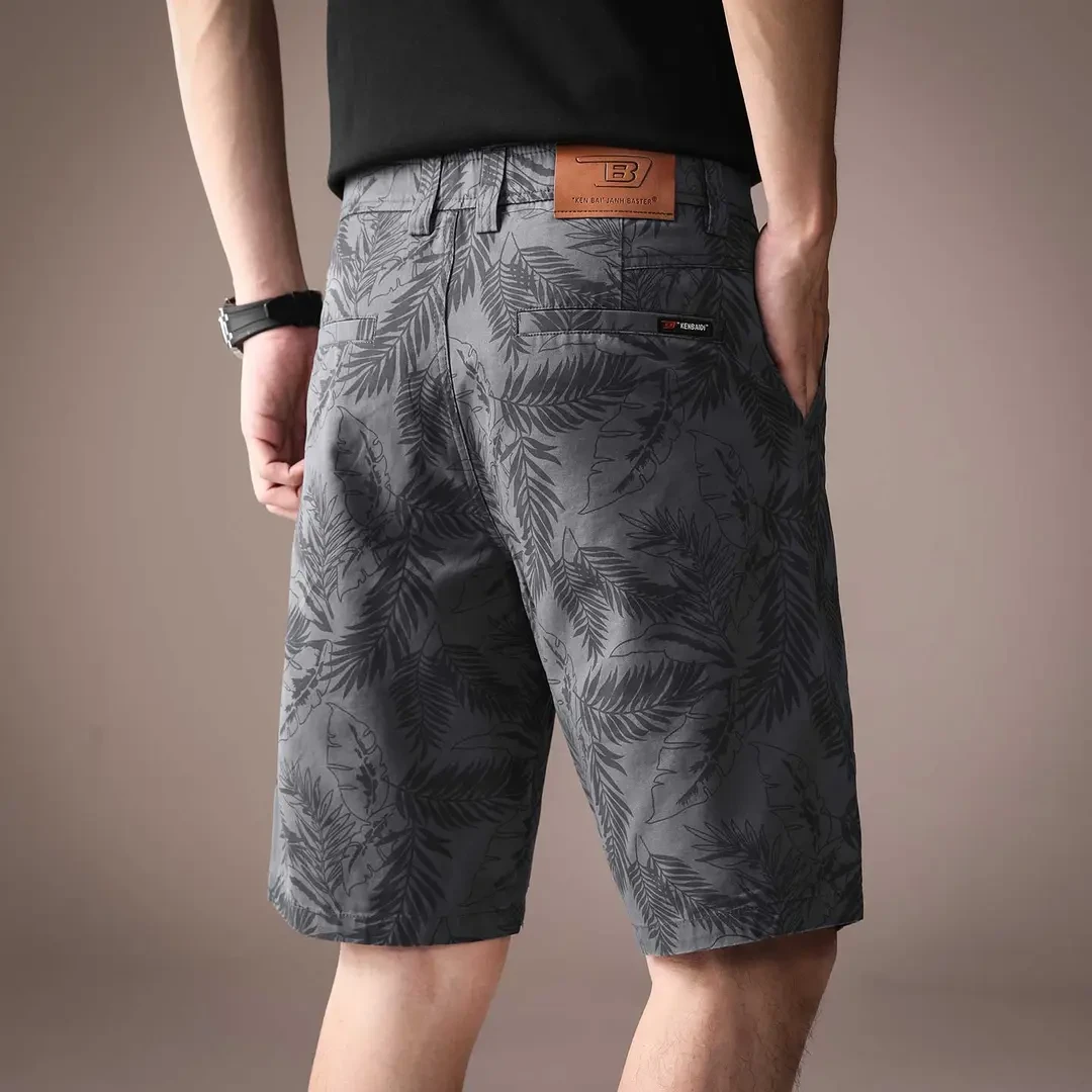 男士印花休闲五分短裤男2025夏季薄款宽松直筒百搭纯棉中裤子男装