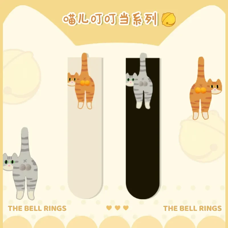 新款可爱猫咪堆袜子女中筒袜春夏新款袜子可爱猫咪叮叮当ins卡通D