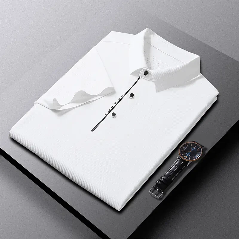 T恤夏季新款翻领休闲短袖无痕男士大码男装POLO衫白色半袖上衣