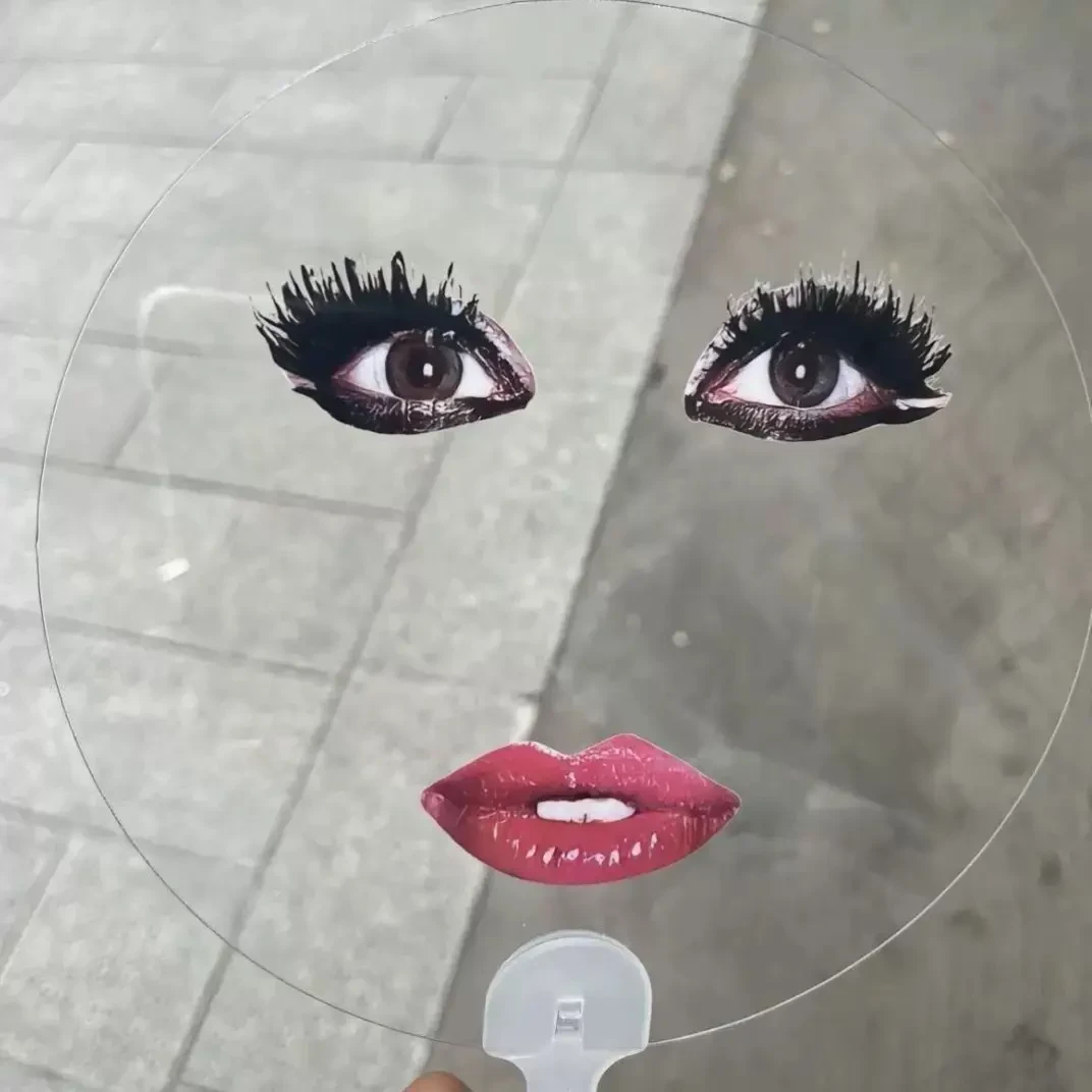 创意抽象烈焰红唇印花扇透明搞怪趣味扇子恶搞道具扇拍照道具扇子