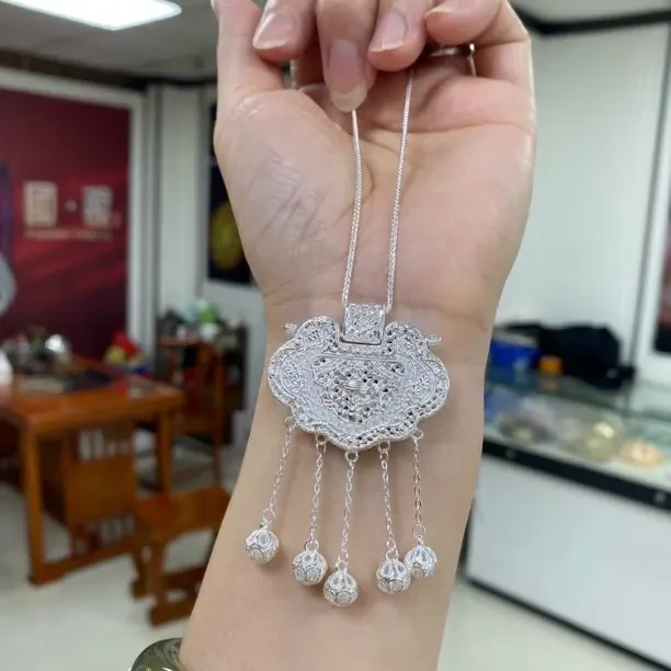 吊坠足银 饰品民族风复古宫廷纯手工天子门生状元及第龙凤呈祥