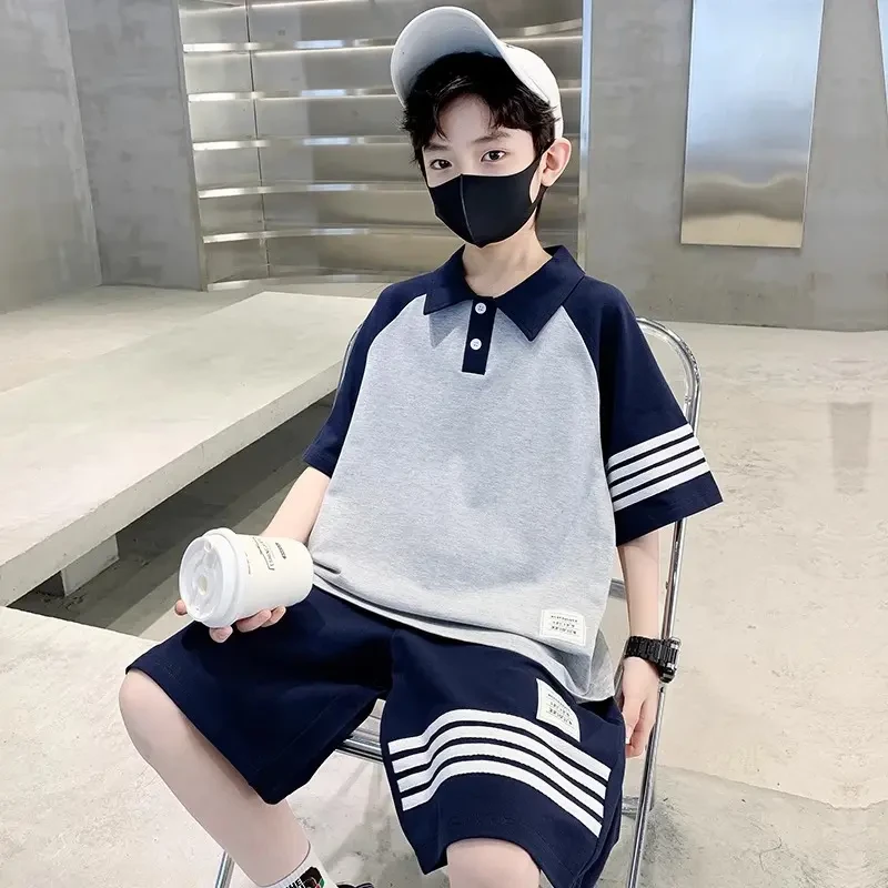 男童夏装短袖套装服装新款韩版中大童运动套装夏季酷帅6-12岁短裤