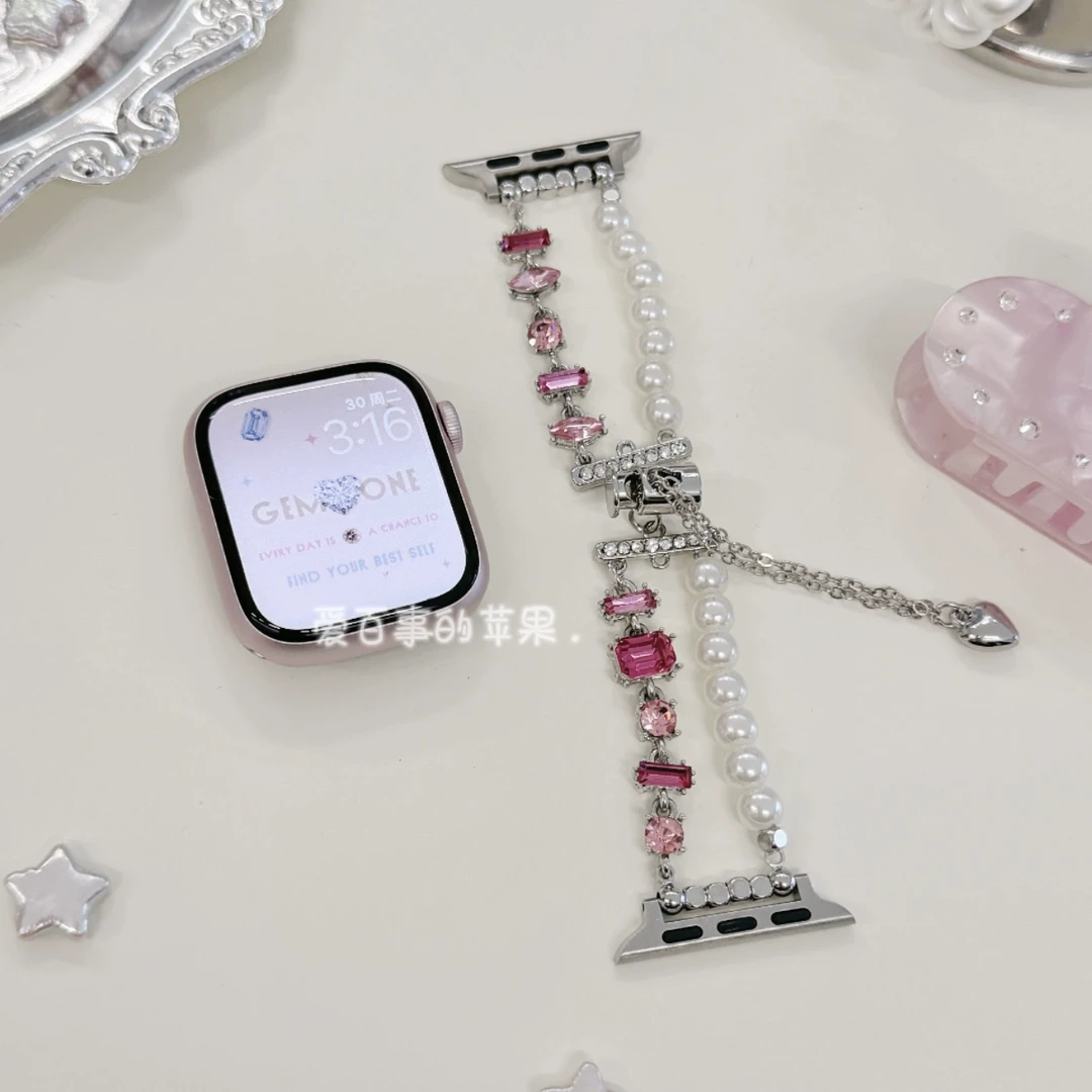 夏季原创华子适用苹果手表s9表带applewatchs11粉色iWatchs9女10