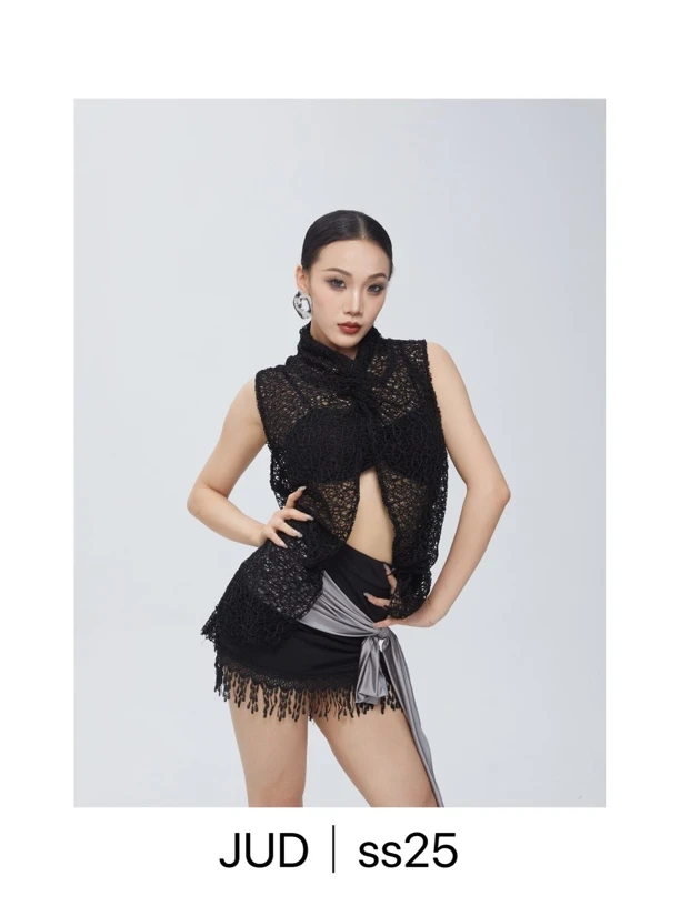 JUD【尤物1】上衣罩衫教课网格蕾丝个性练功百搭高级拉丁舞服005