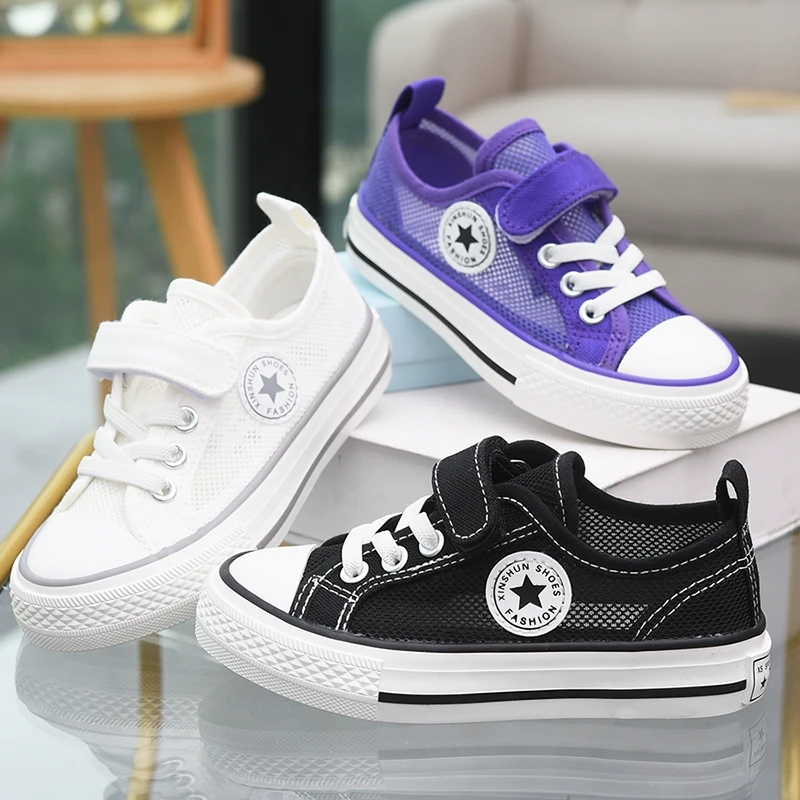 童鞋女童鞋子2025新款夏季儿童帆布鞋透气网鞋网面百搭女孩小白鞋