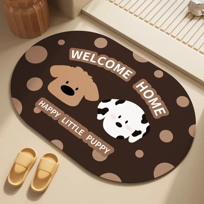 卡通家用硅藻泥吸水地垫浴室速干卧室入户门防滑耐磨卫生间脚垫