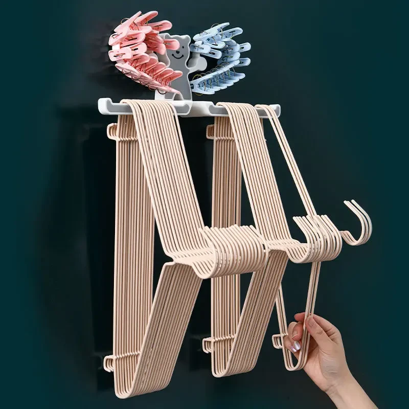 衣架收纳架免打孔多功能阳台整理架折叠衣架收纳挂钩晾衣架神器