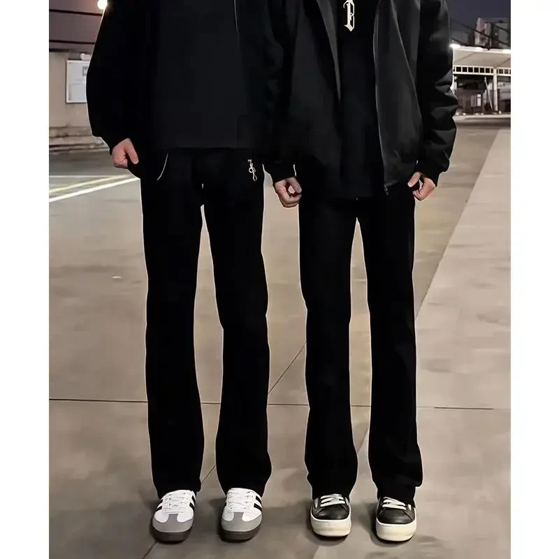 cleanfit黑色弯刀牛仔裤男款春季休闲裤子显瘦显高穿搭微喇裤