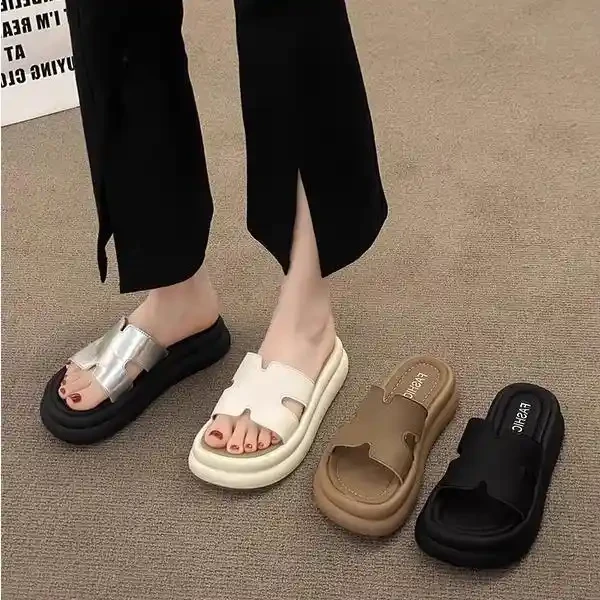 厚底凉拖鞋女夏季外穿百搭网红沙滩鞋防滑ins一字拖休闲韩版小众
