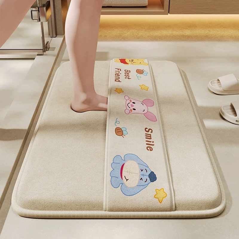 卡通加厚记忆棉浴室防滑垫厕所洗手间门口擦脚垫子绑带卫生间地垫