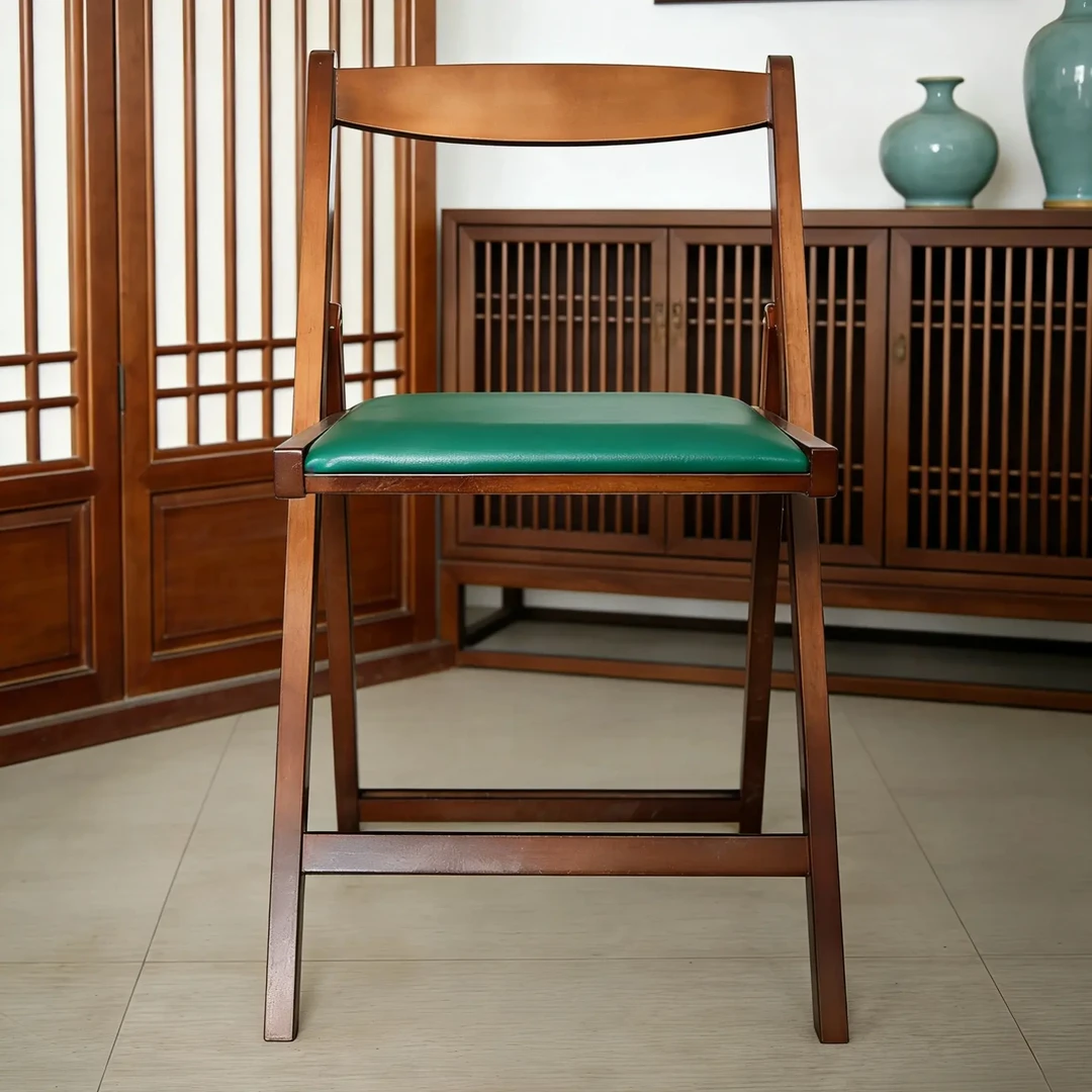 轻奢家用可折叠实木靠背椅单人休闲椅适合小户型