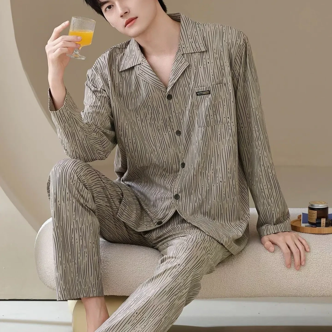 76221抗菌莱卡棉男士秋冬装家居服